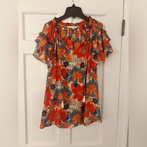 Rose & Olive size 1X short sleeve floral blouse